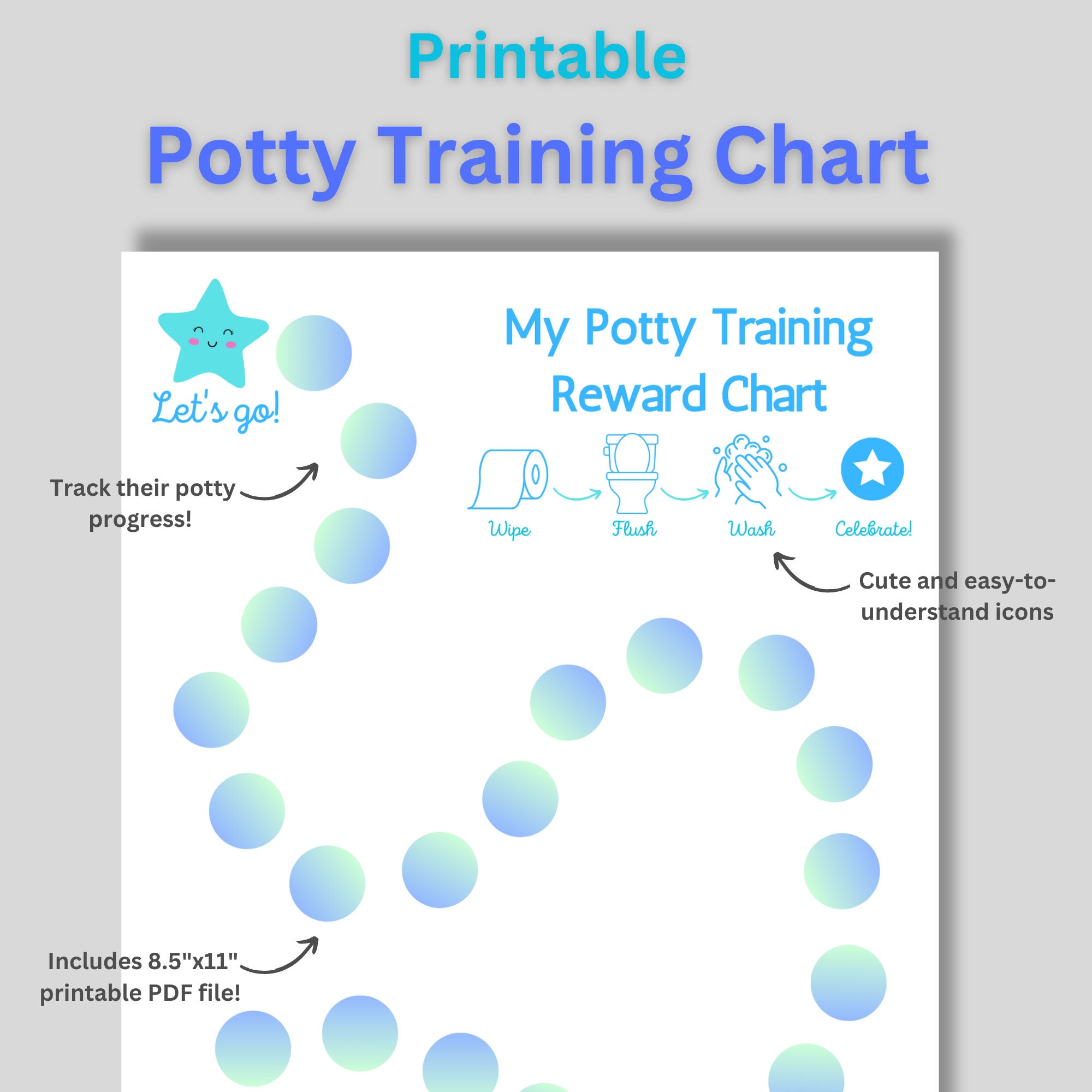 Potty Training Chart, Potty Learning Chart, Potty Training Printable ...