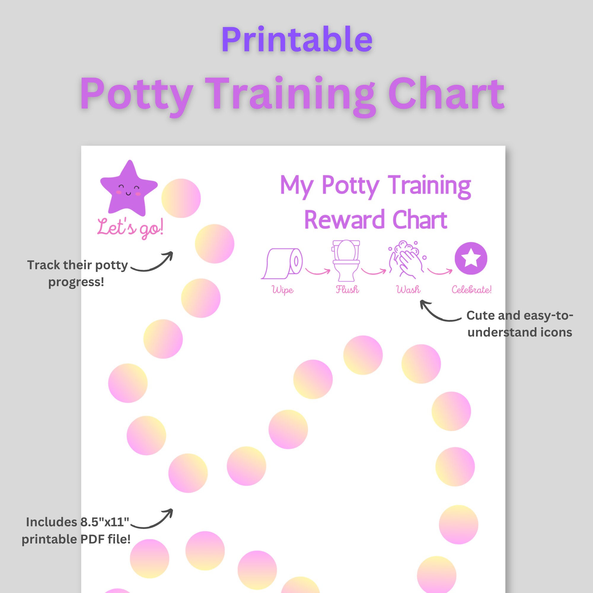 Potty Training Chart, Potty Learning Chart, Potty Training Printable ...