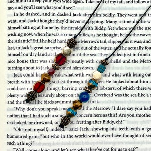 Colorful Beaded Handmade Book Thong, Bookmark