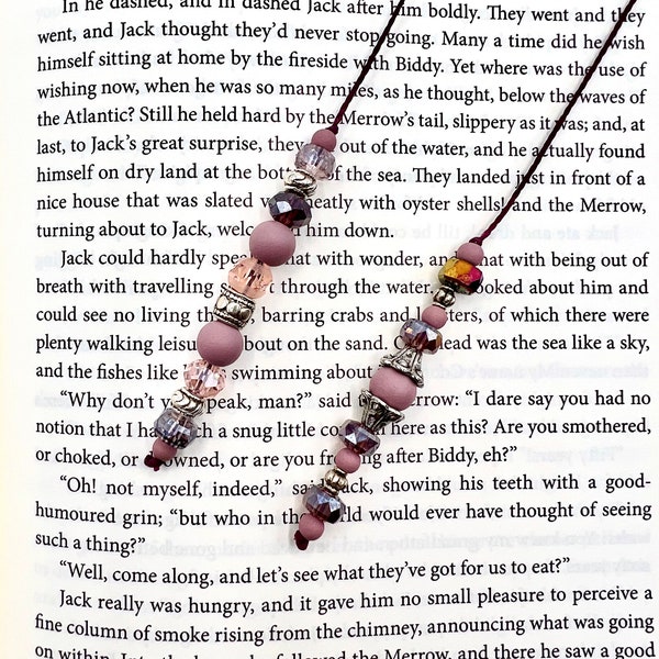 Colorful Beaded Handmade Book Thong, Bookmark