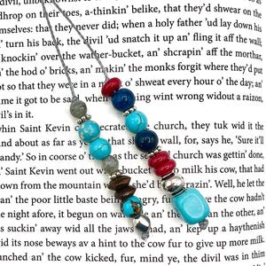 Colorful Beaded Handmade Book Thong, Bookmark
