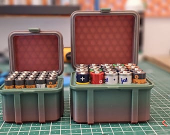 Batterie box für AAA und AA Batterien, Akkubehälter, Aufbewahrung, Akkubox, Batteriecontainer, Energiekasten, Stromzellenbox, Batterieetui
