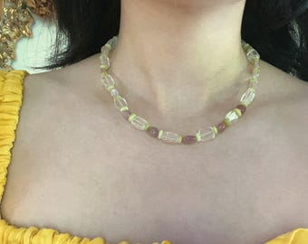 White Crystal Necklace, Natural Stone Necklace, Summer Jewelry ##SS14