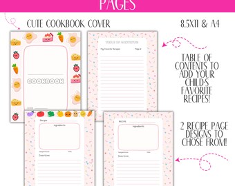Livre de recettes créatif pour enfants imprimable, livre de recettes pour enfants, vos recettes préférées