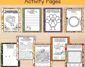 Pages d’activités de Thanksgiving imprimables PDF, Célébration de Thanksgiving, Ensemble d’activités d’automne, Activités amusantes pour les enfants