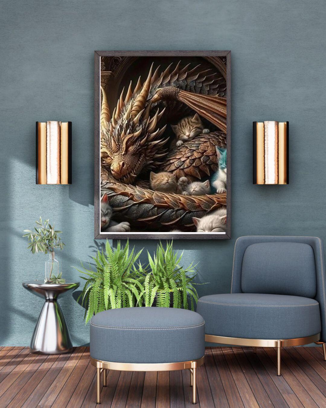 Dragon and Kittens Art Print – Fantasy Home Decor (digital Download ...