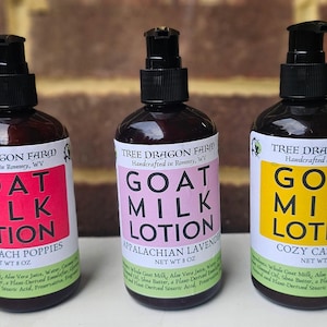 Handmade 8 oz Goat Milk Lotion w/Pump- Large scented lotion, Unscented goats milk lotion, Lavender lotion, Body lotion Hand cream Face cream