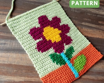 Patrón PDF Tutorial de tapiz de crochet de flores de colores - Descarga instantánea