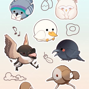 Borb Sticker Sheets Vinyl Holographic Round bird stickers with rainbow holo image 4