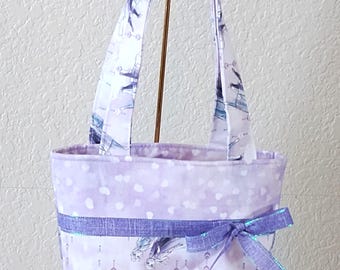 Handgemachte Anna und Elsa Tragetasche, Lila getrimmte Mädchen Geschenk