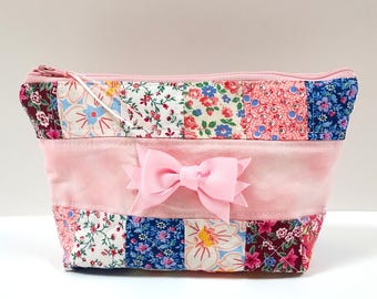 Gesteppte Patchwork Makeup Tasche: Reisekosmetiktasche