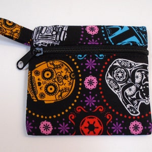 Star Wars Sugar Skulls Sugar Skulls Geldbörse mit flachem Reißverschluss, Kreditkartenetui, Ohrhörerbeutel, Visitenkartenbeutel