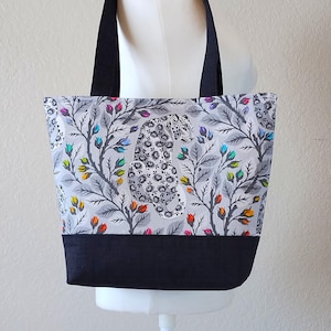 Designer Grayworks Snow Leopard Tote Bag – Beautymark Fog Cotton – Handmade Tote