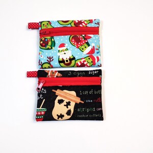 Holiday Themed  coin pouches, Cotton Fabric, Fully Lined,  Perfect  Coins,  Gift Card Holder