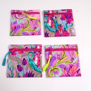 Tula Pink Giraffe Portemonnee met platte ritssluiting, creditcardportemonnee, zakje met oordopjes, hoesje voor visitekaartjes