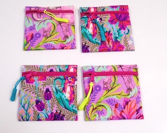Tula Pink Giraffe Flat Zipper Coin Purse, Credit Card Wallet, Earbud Pouch, Business Card Case