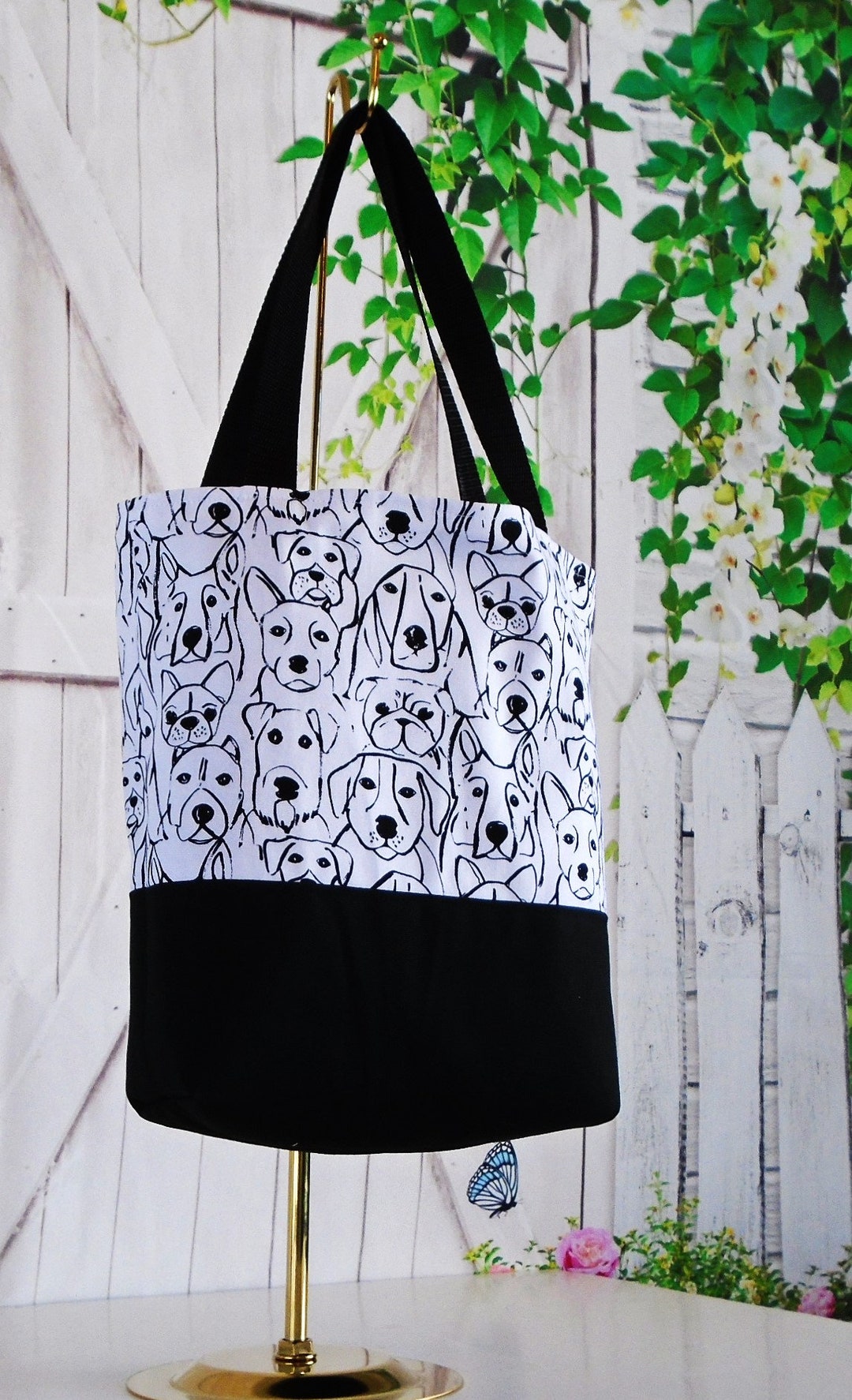 Large Backpack Clutch Bag~Dog Park Canvas Fabric main image 1