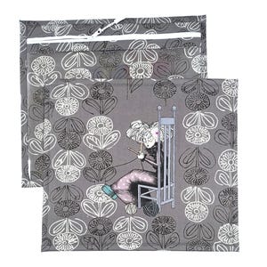 Ghastlie Project Bag in Smoke with Vinyl Window - Handmade Cross Stitch or Notions Bag--get a FREE Floss Keeper