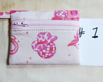 Cute & Functional Gift Card Holder, Disco Cowgirl coin pouches, Cotton Fabric, Fully Lined,  Perfect  Coins,  Gift Card Holder