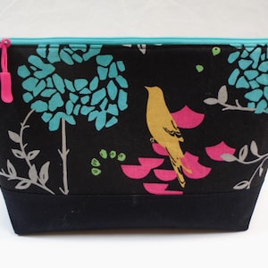Elegant Kokka/Echino Zippered Makeup Bag - Japanese Fabric, Fully Lined & Interfaced Travel Pouch - Cosmetic Bag - Accessory Bag