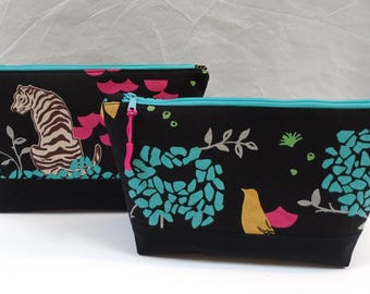 Kokka Echino-etui met ritssluiting: make-uptasje van Japanse stof