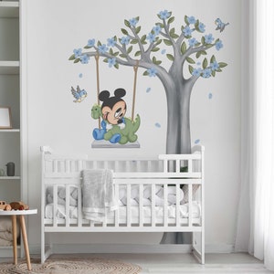 Disney Wall Decal Blue Baby Mickey Mouse Wall Decal Wall Sticker Baby Mickey Mouse Wall Art Wallpaper Children Room Boy Room Decor
