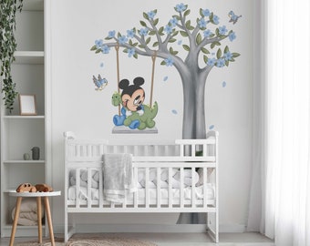 Disney Wall Decal Blue Baby Mickey Mouse Wall Decal Wall Sticker Baby Mickey Mouse Wall Art Wallpaper Children Room Boy Room Decor
