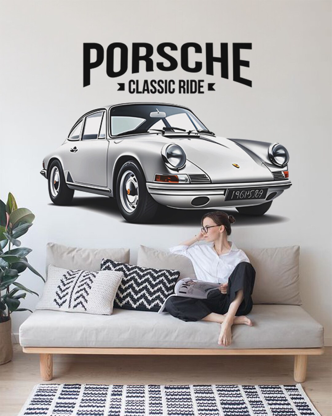 Vintage Porsche Wall Decal Watercolor Porsche Wall Art Classic Etsy