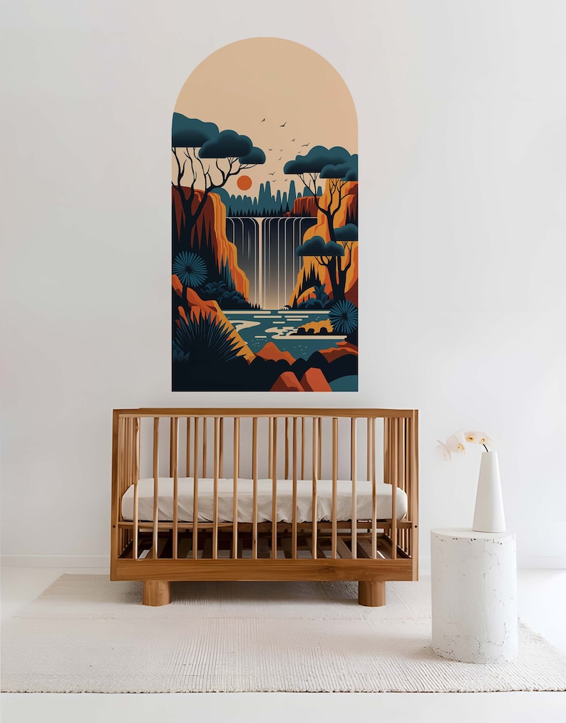 Arch Wall Decal Nursery Wall Sticker Boho Wall Decal Waterfall Wall ...