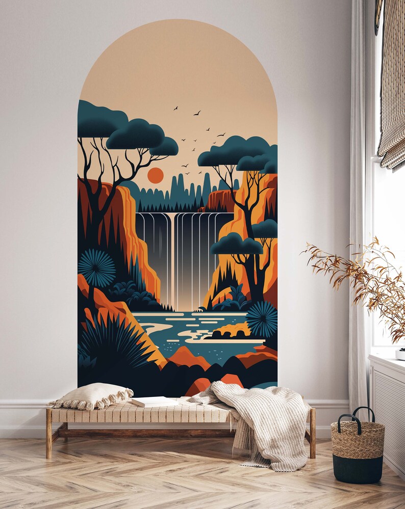 Arch Wall Decal Nursery Wall Sticker Boho Wall Decal Waterfall Wall ...