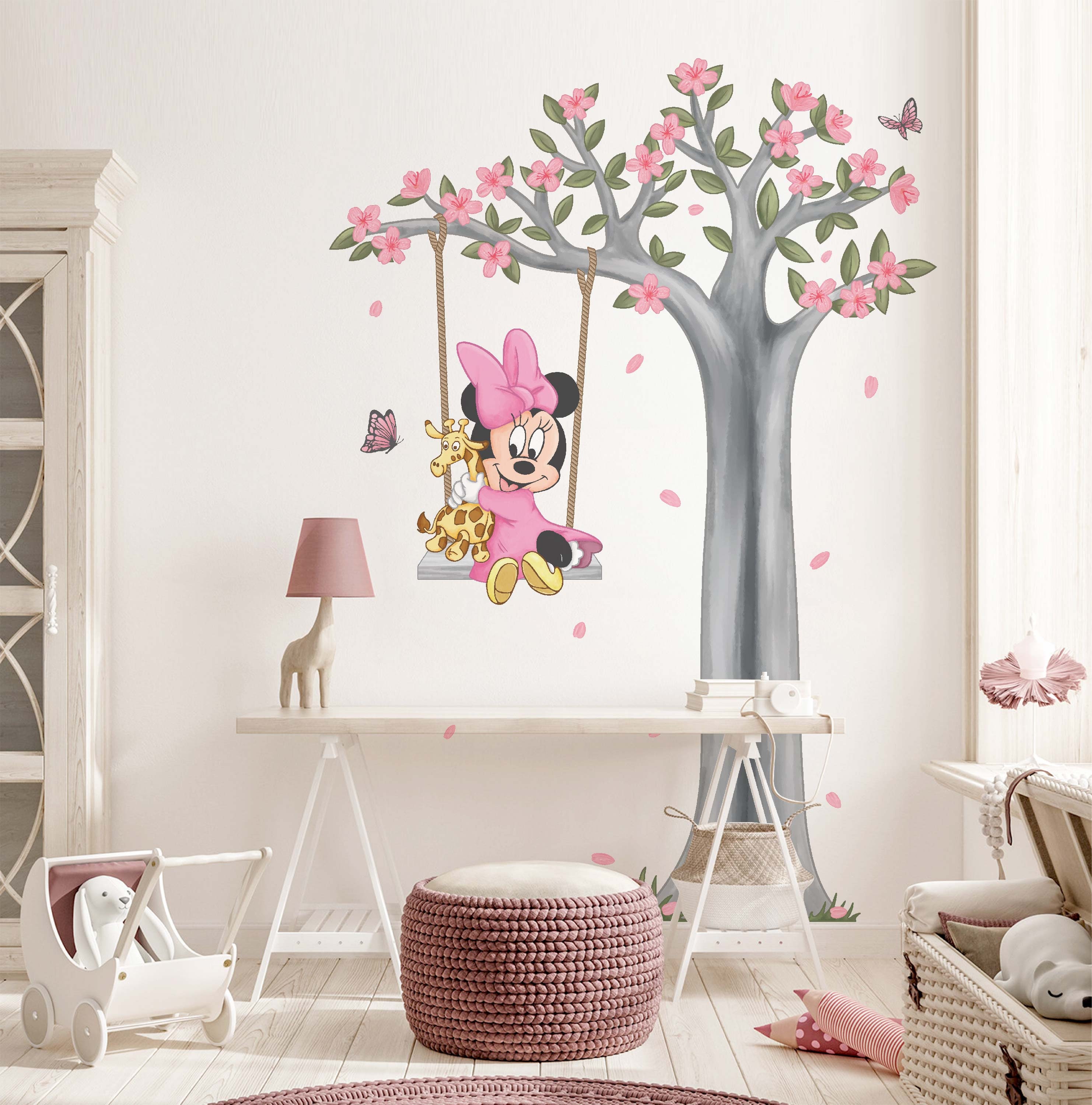 Free Shipping Pink Baby Minnie Mouse Wall Decal Baby Minnie Mouse Wall Sticker Wall Art Minnie Mouse Wallpaper Nursery Room Girl Room Decor Etsy