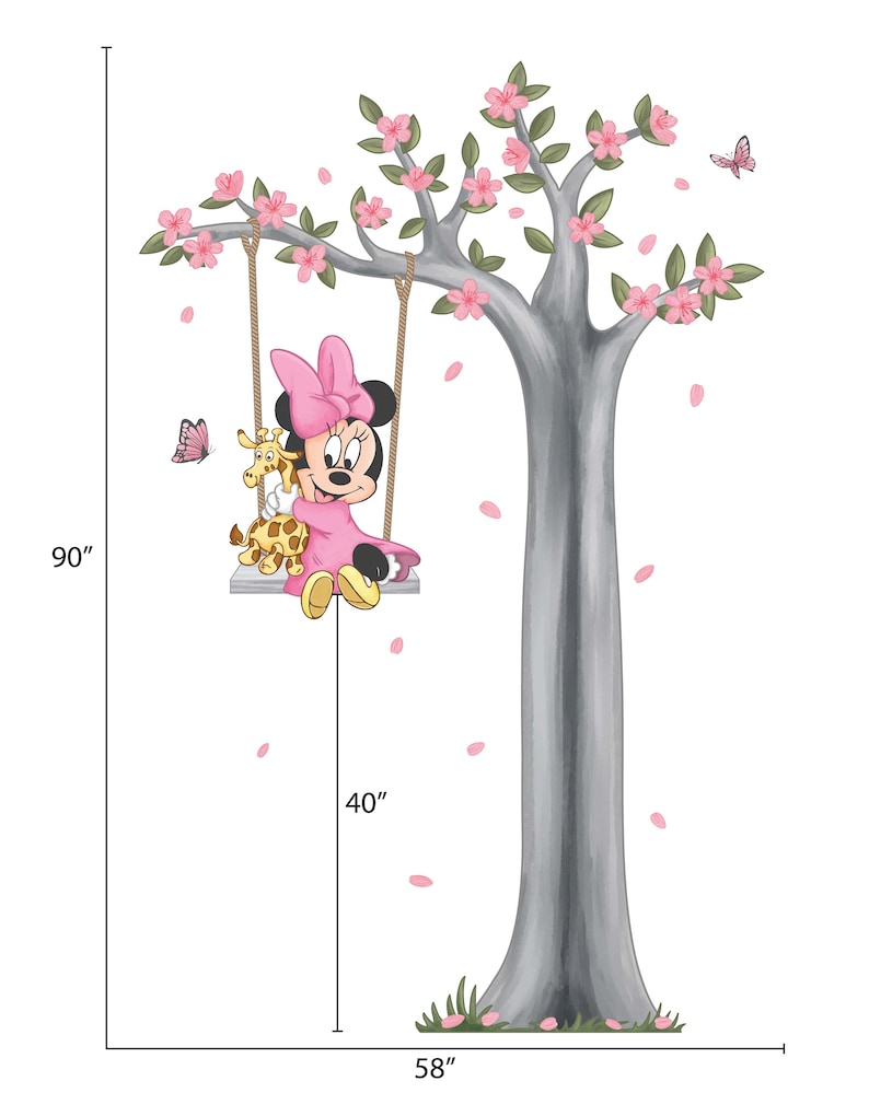 Pink Baby Minnie Mouse Wall Decal Minnie Mouse Wall Sticker Disney