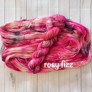Hand Dyed 85 Superwash Extra Fine Merino/15 Nylon Yarn - Sock, DK, Worsted - Rosy Fizz ~ Pink ~ Fuschia ~ Pastel  Variegated