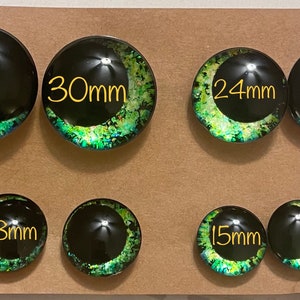 Hand Painted OFFSET Kawaii Safety Eyes for Crochet Amigurumi Glitter Holographic Iridescent One Pair with backs