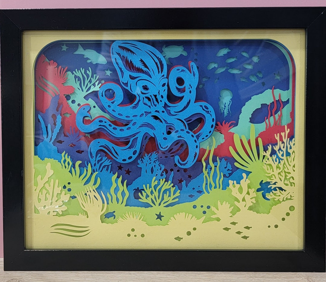 Light up Shadow Box Octopus 8x10 - Etsy