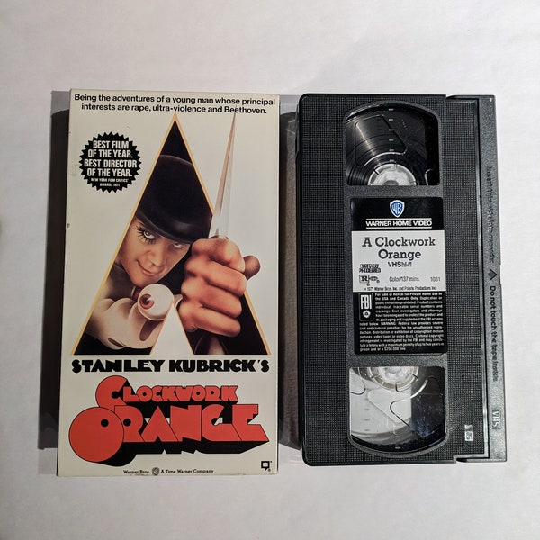 Vintage VHS Tape - 1971 - A Clockwork Orange (Dystopian Sci-Fi) Starring Malcolm McDowell, Patrick Magee, Adrienne Corri, and Miriam Karlin