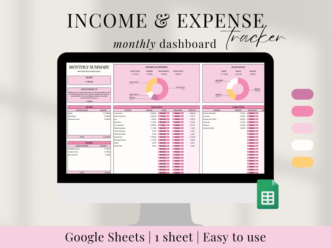 Monthly Budget Planner, Monthly Budget Spreadsheet, Google Sheets ...