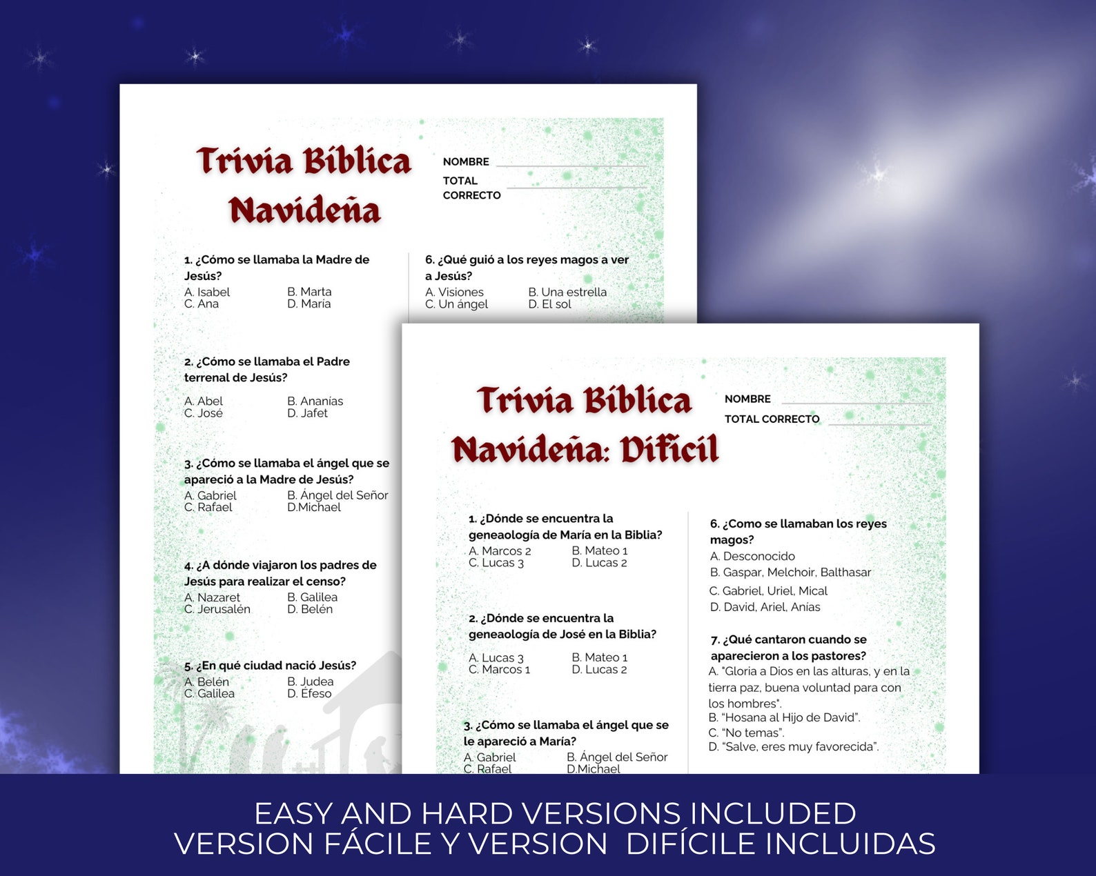 Spanish Christmas Bible Trivia, Spanish Christian Christmas Game, Bible ...
