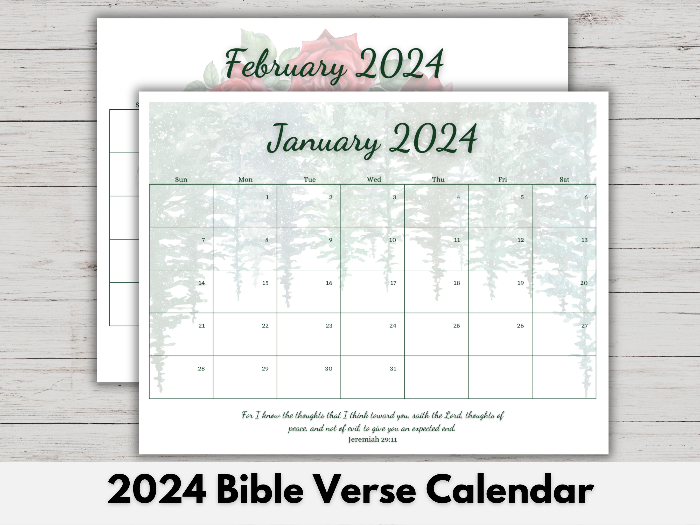 2024 Bible Verse Calendar, Printable Scripture Calendar, Inspirational ...
