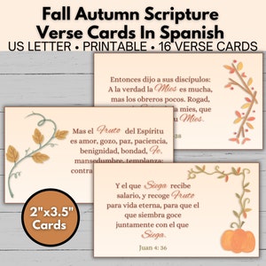 Cartes de versets bibliques d'automne en espagnol Cartes de versets bibliques Reina Valera 1960