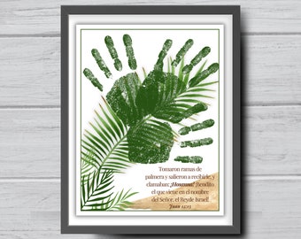 Palm Sunday Spanish Christian easter handprint craft art, Religious craft for kids toddler baby, Preschool Sunday school, Felices Pascuas