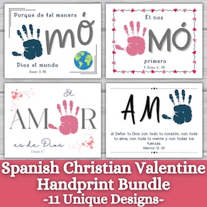 Spanish Valentine's day craft, Handprint art, Handprint craft, Spanish Christian preschool activities,  Sunday school Valentines craft