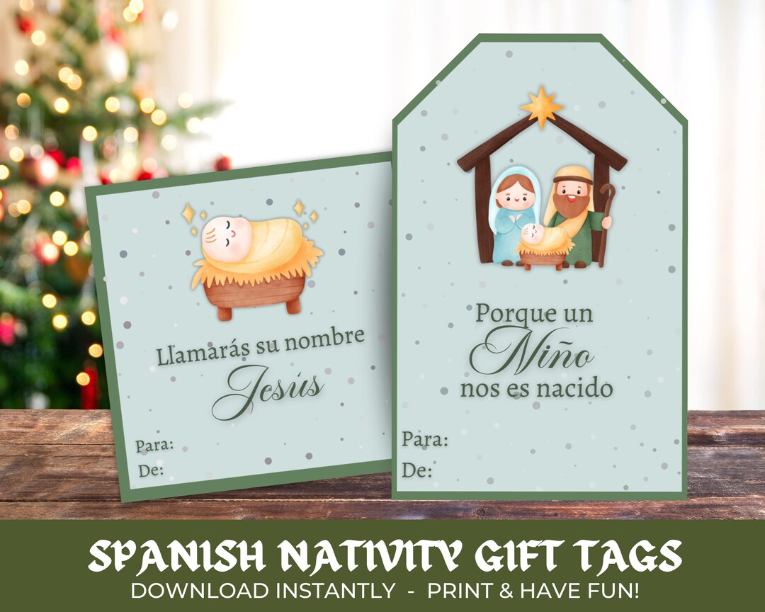 Nativity Christmas Gift Tags in Spanish Baby Jesus Gift Tag Etsy