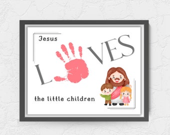 Christian Handprint art, handprint craft, Jesus loves the little children, Christian preschool activities, Sunday school Valentines craft
