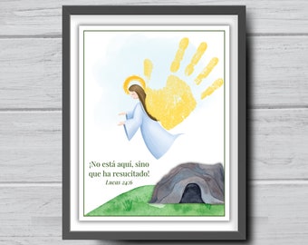 Spanish He is Risen Christian easter handprint craft art, Religious craft for kids toddler baby, Preschool Sunday school, Easter Angel