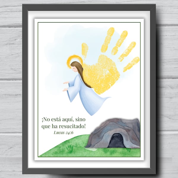 Spanish He is Risen Christian easter handprint craft art, Religious craft for kids toddler baby, Preschool Sunday school, Easter Angel