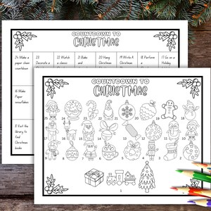 Christmas Countdown Calendar, Christmas Advent Calendar, 25 Days of Christmas, Christmas Coloring Countdown