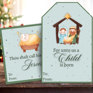 Nativity Christmas Gift Tags, Baby Jesus Gift Tag, Religious Christmas Tag, Christian Christmas Tag