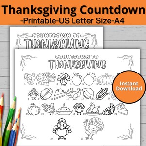 Printable Thanksgiving Countdown/ Thanksgiving Advent/ Countdown to Thanksgiving