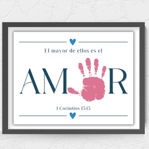 Spanish handprint art, Christian Preschool activities, handprint craft, Spanish Christian valentine, 1 Corinthians 13, 1 Corintios 13, Amor